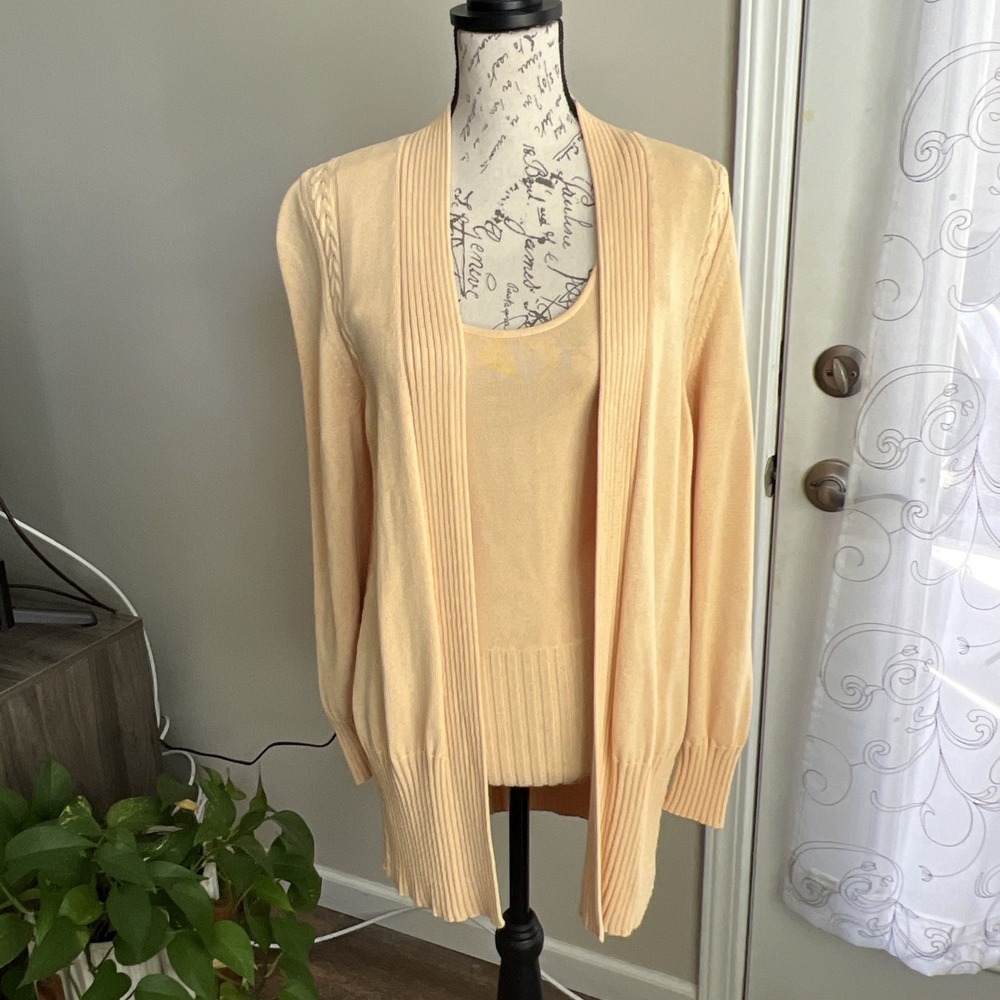 Escada Sweater Vest Set Women's 40 Peach Quiet Luxury Old Money See Measurements